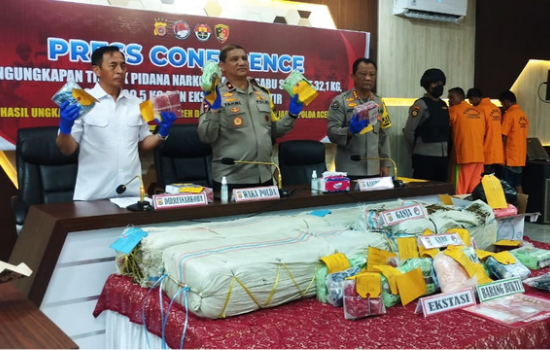 Polda Aceh Ungkap Kasus 31 Kg Sabu 80 Kg Ganja dan 5.000 Butir Ekstasi